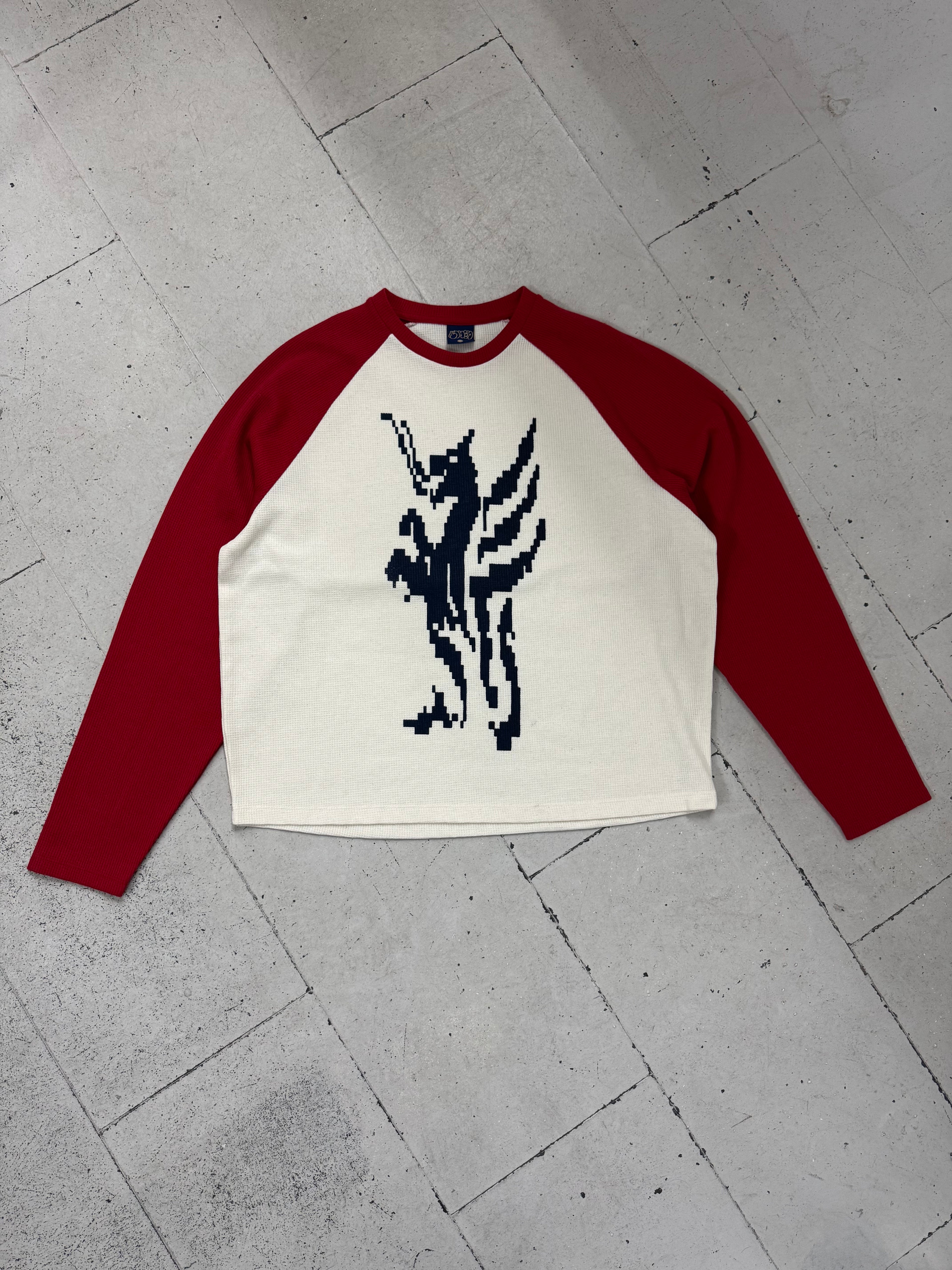 LS WAFFLE TEE - RED