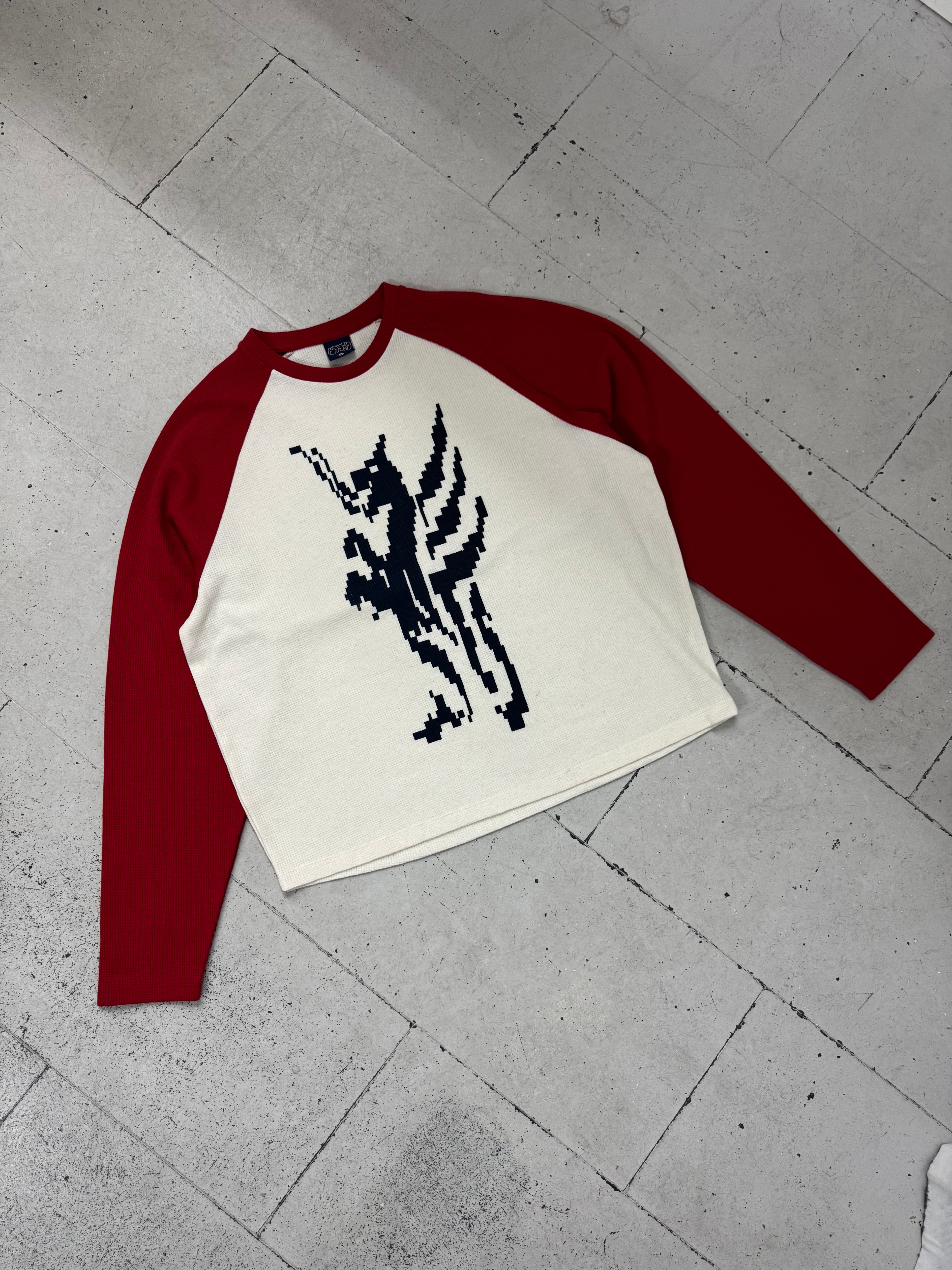 LS WAFFLE TEE - RED