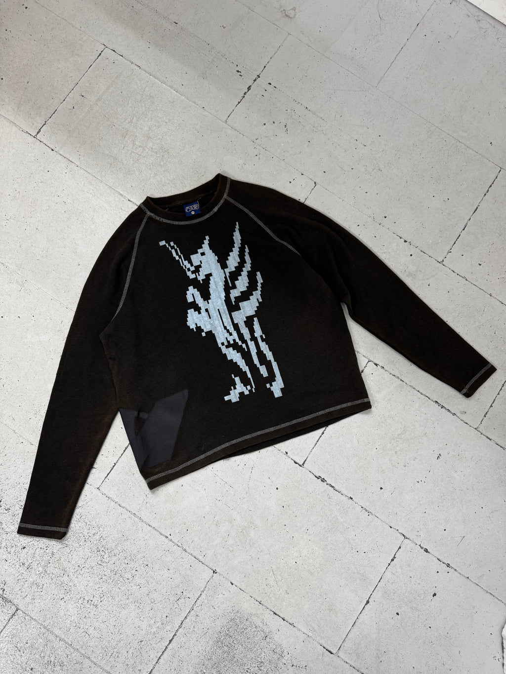 LS WAFFLE TEE - BROWN