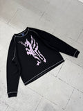 LS WAFFLE TEE - BLACK